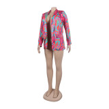 Casual Fashion Multi-Color Print Fashion Blazer Top