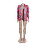 Casual Fashion Multi-Color Print Fashion Blazer Top