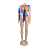 Casual Fashion Multi-Color Print Fashion Blazer Top