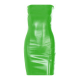 Women Sexy Strapless PU-Leather Bodycon Dress