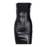 Women Sexy Strapless PU-Leather Bodycon Dress