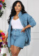 Women Denim Jacket and Shorts Two-Piece Set