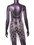 Women Sexy Jewel Backless Dress
