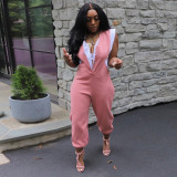 Sexy Slim Solid Patchwork Contrast Pocket Slim Jumpsuit