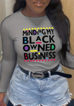 Long Sleeve Letter Print T-Shirt