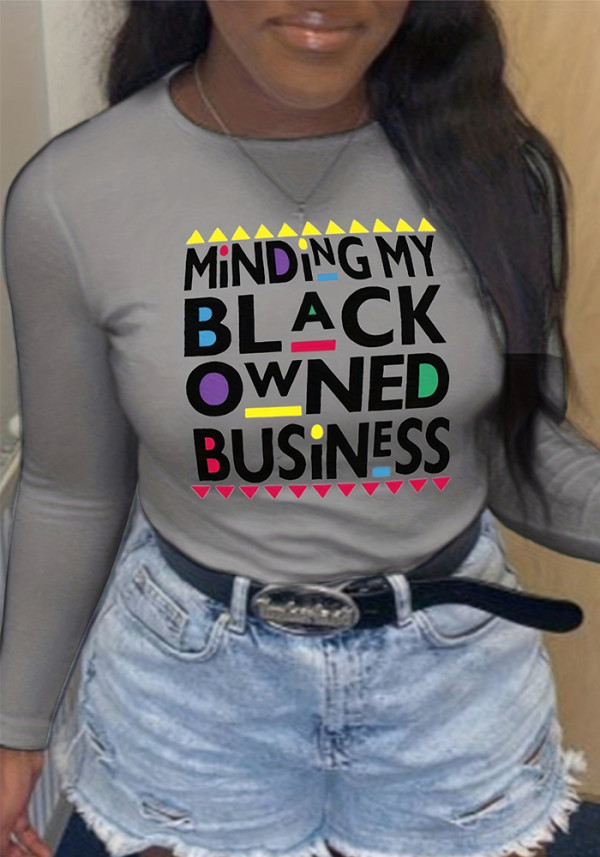 Long Sleeve Letter Print T-Shirt