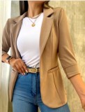 Women Fall Solid Long Sleeve Turndown Collar Jacket