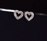 Women Heart Shaped Diamond Stud Earrings