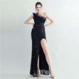Plus Size Women Sequined Formal Party Maxi Evening Dress