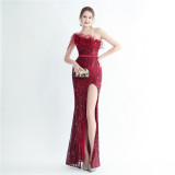 Plus Size Women Sequined Formal Party Maxi Evening Dress