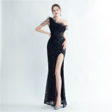Plus Size Women Sequined Formal Party Maxi Evening Dress