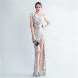 Plus Size Women Sequined Formal Party Maxi Evening Dress