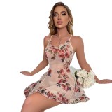 Women floral lace See-Through camisole nightdress Sexy Lingerie