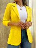 Women Fall Solid Long Sleeve Turndown Collar Jacket