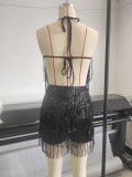 Women Sexy Backless Sequin Tassel Jumpsuit