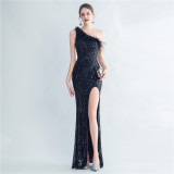 Plus Size Women Sequined Formal Party Maxi Evening Dress