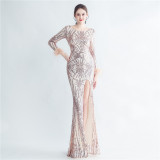 Plus Size Women Sequined Formal Party Maxi Evening Dress
