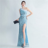 Plus Size Women Sequined Formal Party Maxi Evening Dress