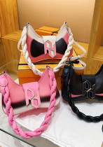 Women Contrasting Color Braided Twist Messenger Bag Shoulder Bag