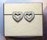 Women Heart Shaped Diamond Stud Earrings