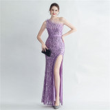 Plus Size Women Sequined Formal Party Maxi Evening Dress