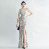 Plus Size Women Sequined Formal Party Maxi Evening Dress