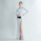 Plus Size Women Sequined Formal Party Maxi Evening Dress