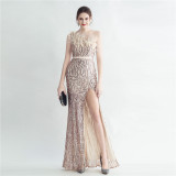 Plus Size Women Sequined Formal Party Maxi Evening Dress