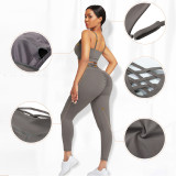 Women Yoga Crossover Tank Top Hooded Sport Three-Piece