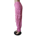 Denim Cargo Pants Multi-Pocket Pants Retro Casual Pocket Pants