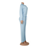 Women Casual Sport Zip Long Sleeve Top and Pant Two-Piece Set