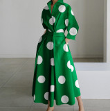 Women Autumn Long Sleeve V-Neck Printed Dress