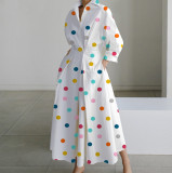 Women Autumn Long Sleeve V-Neck Printed Dress