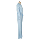 Women Casual Sport Zip Long Sleeve Top and Pant Two-Piece Set