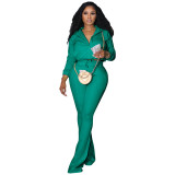 Women Casual Sport Zip Long Sleeve Top and Pant Two-Piece Set