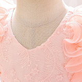 Children's dress fluffy yarn Cascading Ruffles Dress princess dress flower girl first birthday baby Dress