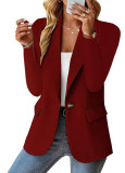 women's autumn long sleeve solid color cardigan Blazer coat