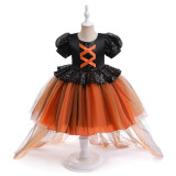 Children's Halloween costume girls cosplay masquerade performance mesh princess dress little witch performance costume
