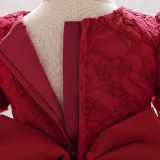 Children's Princess Dress Flower Girl Puff Sleeve Performance Clothing Trailing Dress