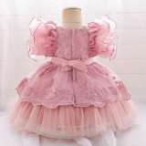 Children's dress fluffy yarn Cascading Ruffles Dress princess dress flower girl first birthday baby Dress