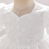 Children's Princess Dress Flower Girl Puff Sleeve Performance Clothing Trailing Dress