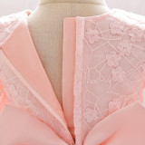 Children's Princess Dress Flower Girl Puff Sleeve Performance Clothing Trailing Dress