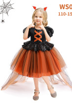 Children's Halloween costume girls cosplay masquerade performance mesh princess dress little witch performance costume Children's Halloween costume girls cosplay masquerade performance mesh princess dress little witch performance costume
