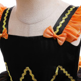 Halloween children's costume girl witch dress cosplay pumpkin dress