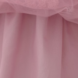 Children's Princess Dress Flower Girl Puff Sleeve Performance Clothing Trailing Dress