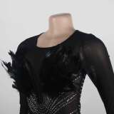 Sexy Feather Beaded See-Through Long Sleeve Patchwork Bodycon Dress