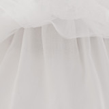 Children's Princess Dress Flower Girl Puff Sleeve Performance Clothing Trailing Dress