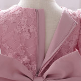 Children's Princess Dress Flower Girl Puff Sleeve Performance Clothing Trailing Dress