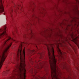 Children's Princess Dress Flower Girl Puff Sleeve Performance Clothing Trailing Dress