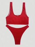 Sexy Solid Color Two Piece Swimsuit